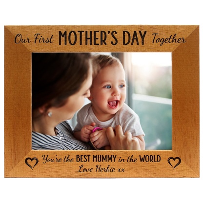 Personalised Mum Photo Frame 'Our First Mothers Day', Mum, Mummy, Mother's Day - Portrait or landscape - 6 colours and 12 sizes (EF55)