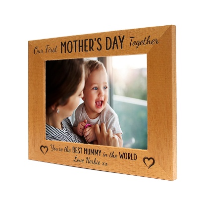 Personalised Mum Photo Frame 'Our First Mothers Day', Mum, Mummy, Mother's Day - Portrait or landscape - 6 colours and 12 sizes (EF55)