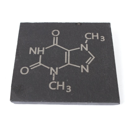 Caffeine Molecule Coaster, Novelty Coffee Lover, Laser Engraved Gift, Slate of Bamboo available, Wedding, Birthday, Anniversary, Christmas