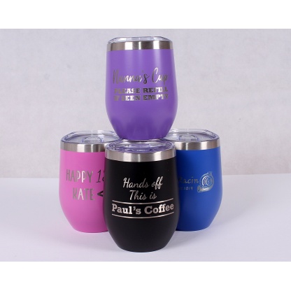 Personalised 340ml Double walled tumbler, Thermos Insulated Travel Cup, Hot, Cold, Coffee, Tea, 4 Colours Available