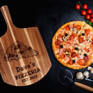 Personalised Pizza Peel 'Name' Pizzeria Est. 2022, Pizza Paddle, Pizzeria Design, Pizza Board, Birthday, Fathers Day, Wedding, Housewarming