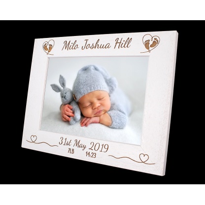 Personalised New Baby Photo Frame - baby frame - New Baby - Birth day info - 6 colours available - 12sizes - real wood (EF10)