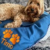Personalised, embroidered dog/cat puppy/kitten blanket. Comes with paw print Design and your pet's name