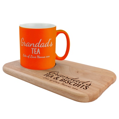 Personalised Tea and Biscuit board, Christmas Gift, Birthday gift, personalised serving board, matching 11oz ceramic mug available