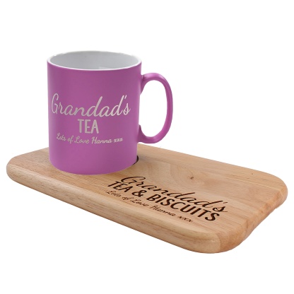 Personalised Tea and Biscuit board, Christmas Gift, Birthday gift, personalised serving board, matching 11oz ceramic mug available