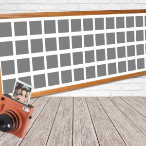 Instax Square Multi Aperture Wooden Photo Frame. Holds 52 instax sized Photos. Capture a photo every week for a year! 35x100cm.
