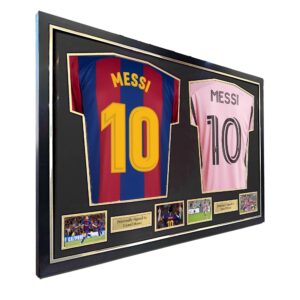 DIY football DOUBLE shirt frame, complete with 4 photo apertures and 2 metal textboxes - NEW