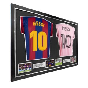 DIY football DOUBLE shirt frame, complete with 4 photo apertures and 2 metal textboxes - NEW