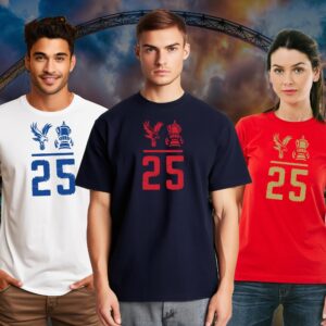 Crystal Palace FA Cup Winners Tee Logos and 25, 2024/25 FA Cup Winners