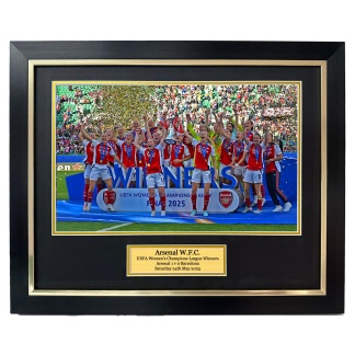 Arsenal Women's Champion League Winners Trophy Lift Framed photo - 20x16" framed photo