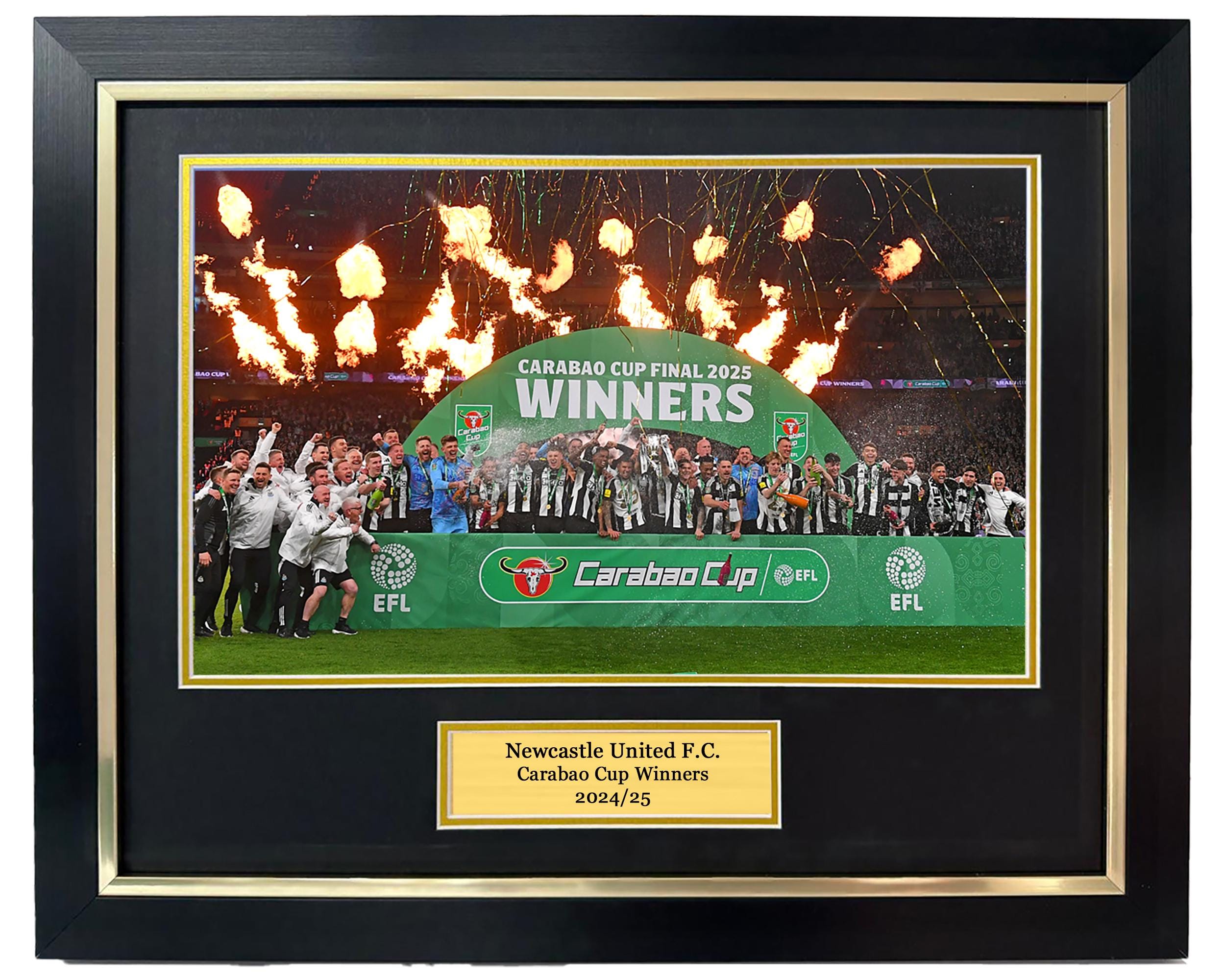 Newcastle United Carabao Cup Winners Trophy Lift Framed photo - 20x16" framed photo