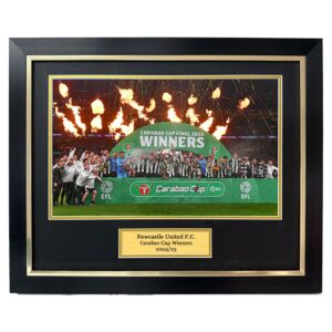 Newcastle United Carabao Cup Winners Trophy Lift Framed photo - 20x16" framed photo