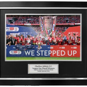 Charlton Athletic League One Playoff Winners Trophy Lift Framed photo - 20x16" framed photo