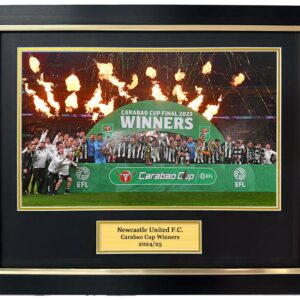 Newcastle United Carabao Cup Winners Trophy Lift Framed photo - 20x16" framed photo