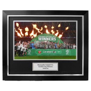 Newcastle United Carabao Cup Winners Trophy Lift Framed photo - 20x16" framed photo