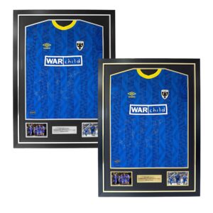 DIY football shirt frame designed for SQUAD SIGNED shirts , complete with 2 photo apertures and a metal textbox - 980x730mm finished frame