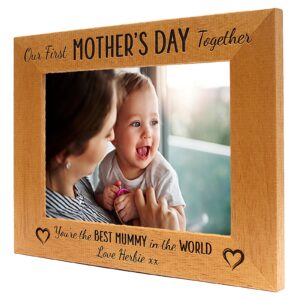 Personalised Mum Photo Frame 'Our First Mothers Day', Mum, Mummy, Mother's Day - Portrait or landscape - 6 colours and 12 sizes (EF55)