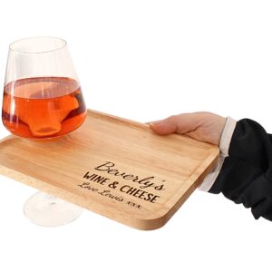 Personalised wine and nibbles board, cheese and wine board, Christmas snack board, wine and glass holder, charcuterie and cheese board