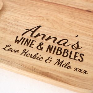 Personalised wine and nibbles board, cheese and wine board, Christmas snack board, wine and glass holder, charcuterie and cheese board