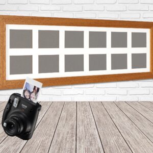 Instax Mini Multi Aperture Wooden Photo Frame. Holds Twelve instax sized Photos. 15x50cm. Portrait or Landscape.