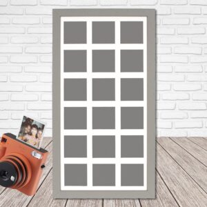 Instax Square Multi Aperture Wooden Photo Frame. Holds Eighteen instax sized Photos. 25x50cm. Portrait or Landscape.