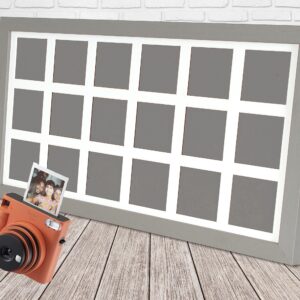 Instax Square Multi Aperture Wooden Photo Frame. Holds Eighteen instax sized Photos. 25x50cm. Portrait or Landscape.