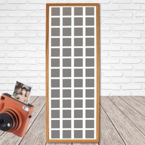Instax Square Multi Aperture Wooden Photo Frame. Holds 52 instax sized Photos. Capture a photo every week for a year! 35x100cm.