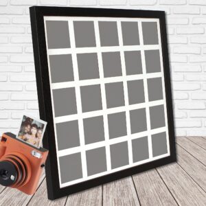 Instax Square Multi Aperture Wooden Photo Frame. Holds 25 instax sized Photos. 40x40cm.