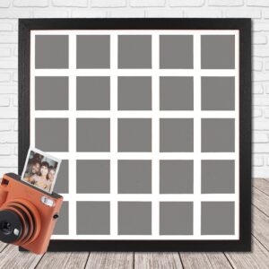 Instax Square Multi Aperture Wooden Photo Frame. Holds 25 instax sized Photos. 40x40cm.