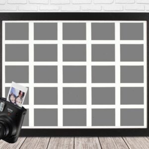 Instax Mini Multi Aperture Wooden Photo Frame. Holds 25 instax sized Photos. 40x30cm. IX3