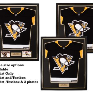 DIY NHL shirt frame, 3 size options available, Shirt only, with textbox and with photos and textbox