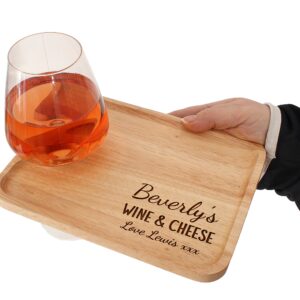 Personalised wine and nibbles board, cheese and wine board, Christmas snack board, wine and glass holder, charcuterie and cheese board