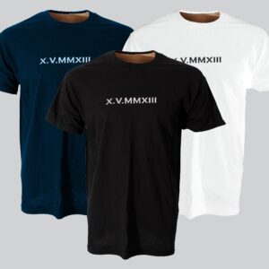 Roman Numerals Embroidered Matching T-shirt, Personalised Date and Initial T-shirt, Custom Initials With Heart on Sleeve, Valentines Gift