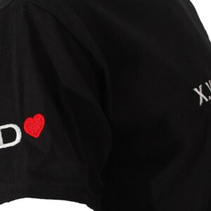 Roman Numerals Embroidered Matching T-shirt, Personalised Date and Initial T-shirt, Custom Initials With Heart on Sleeve, Valentines Gift