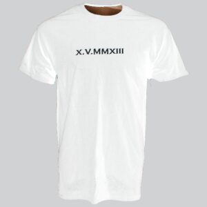 Roman Numerals Embroidered Matching T-shirt, Personalised Date and Initial T-shirt, Custom Initials With Heart on Sleeve, Valentines Gift