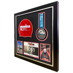 Triathlon Medal Display Frame: Swim Cap, Bib & Photo Keepsake (50x50cm)