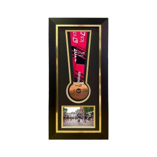 Medal display Frame. Apertures for medal and photo. Made to order. Perfect for Runners, Swimmers, Cyclists, Athletes. Marathon Medals