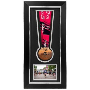 Medal display Frame. Apertures for medal and photo. Made to order. Perfect for Runners, Swimmers, Cyclists, Athletes. Marathon Medals
