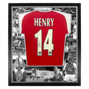 Thierry Henry Signed Framed Display Shirt - Deluxe Black and White Photo Mural surround