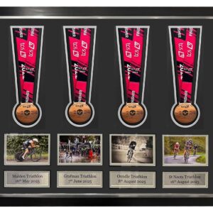 Medal Display Frame: Slots for 4 medals. photos + Personalised Plaque Metal