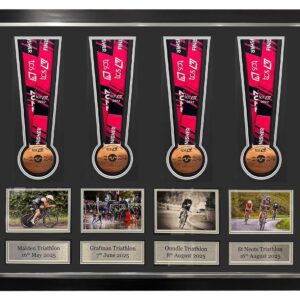 Medal Display Frame: Slots for 4 medals. photos + Personalised Plaque Metal