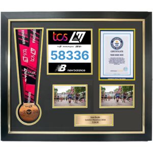 Marathon Medal with World Record A5 Certificate space Display Frame